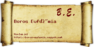 Boros Eufémia névjegykártya